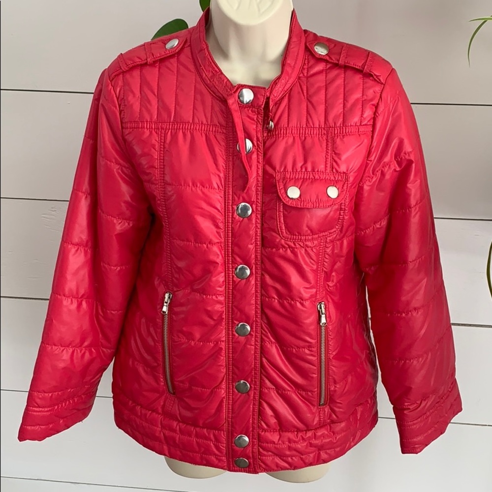 Marc Jacobs Jacket Puffer Coat Dark Pink w/ Snaps